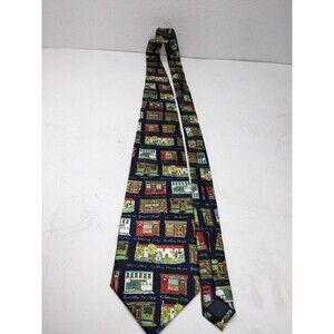 Irish Pubs of Ireland Mens Neck Tie 100% Silk Outer By Traditional Craft 58”